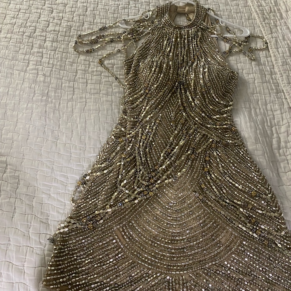 Sherri Hill gold beaded dress size 4